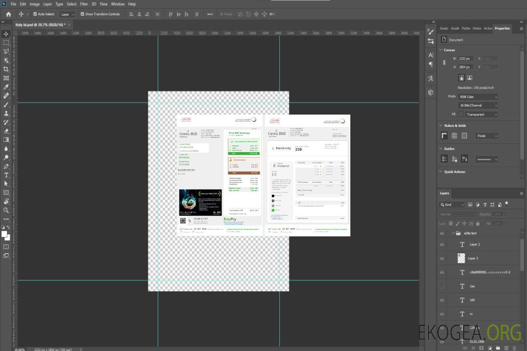 Modèle de facture de services publics des Émirats arabes unis Dubaï Green aux formats Word et PDF, entièrement modifiable 1-2 template
